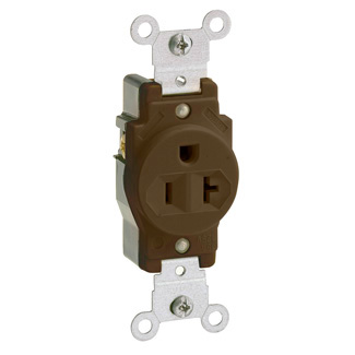 20 Amp Single Receptacle/Outlet, Commercial Grade, Self-Grounding