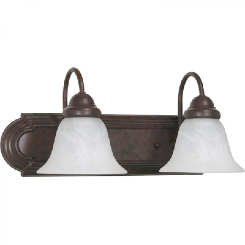 Ballerina - 2 Light 18" Vanity w/ Alabaster Glass Bell Shades - Old Bronze