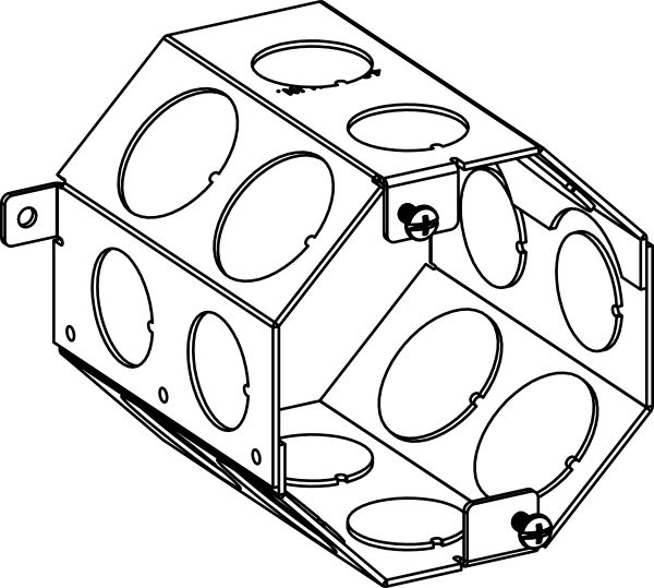 4" DEEP, 4" OCTAGONAL CONCRETE BOX WITH 3/4" & 1" KO