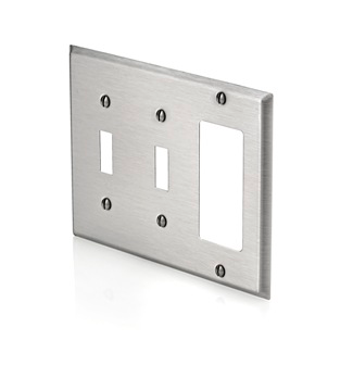 3-Gang Decora/GFCI Combination Wallplate, Standard Size, Non-Magnetic Stainless Steel