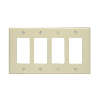 4-Gang Decora/GFCI Device Wallplate, Midway Size, Thermoset, Ivory