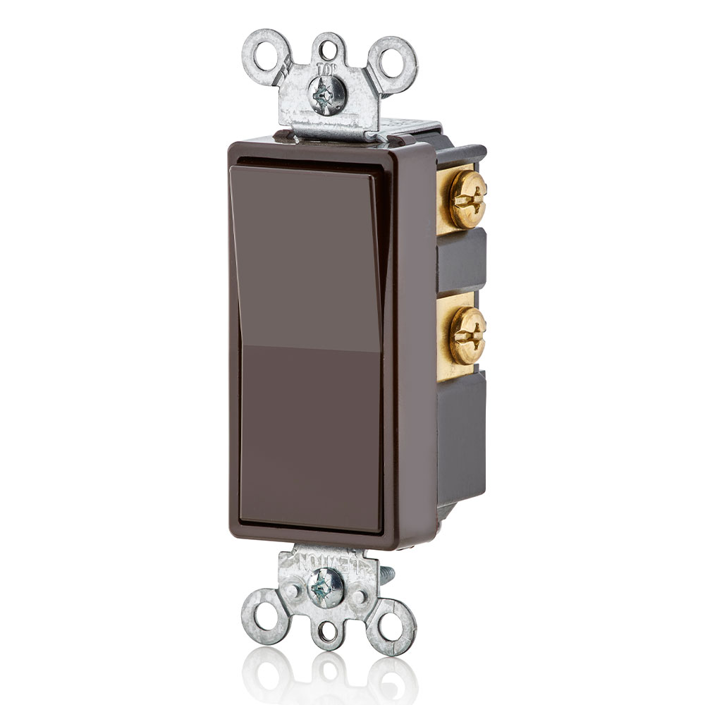 15 Amp Decora Rocker 4-Way Switch, Grounding, Brown