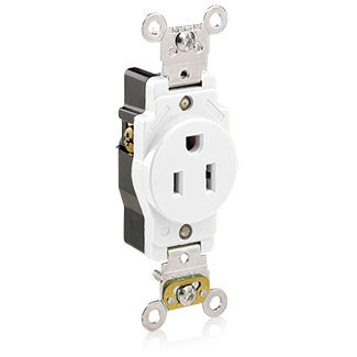 15 Amp Single Receptacle/Outlet, Industrial Grade, Self-Grounding