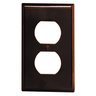 1-Gang Duplex Outlet/Receptacle Wallplate, Standard Size, Thermoset, Brown
