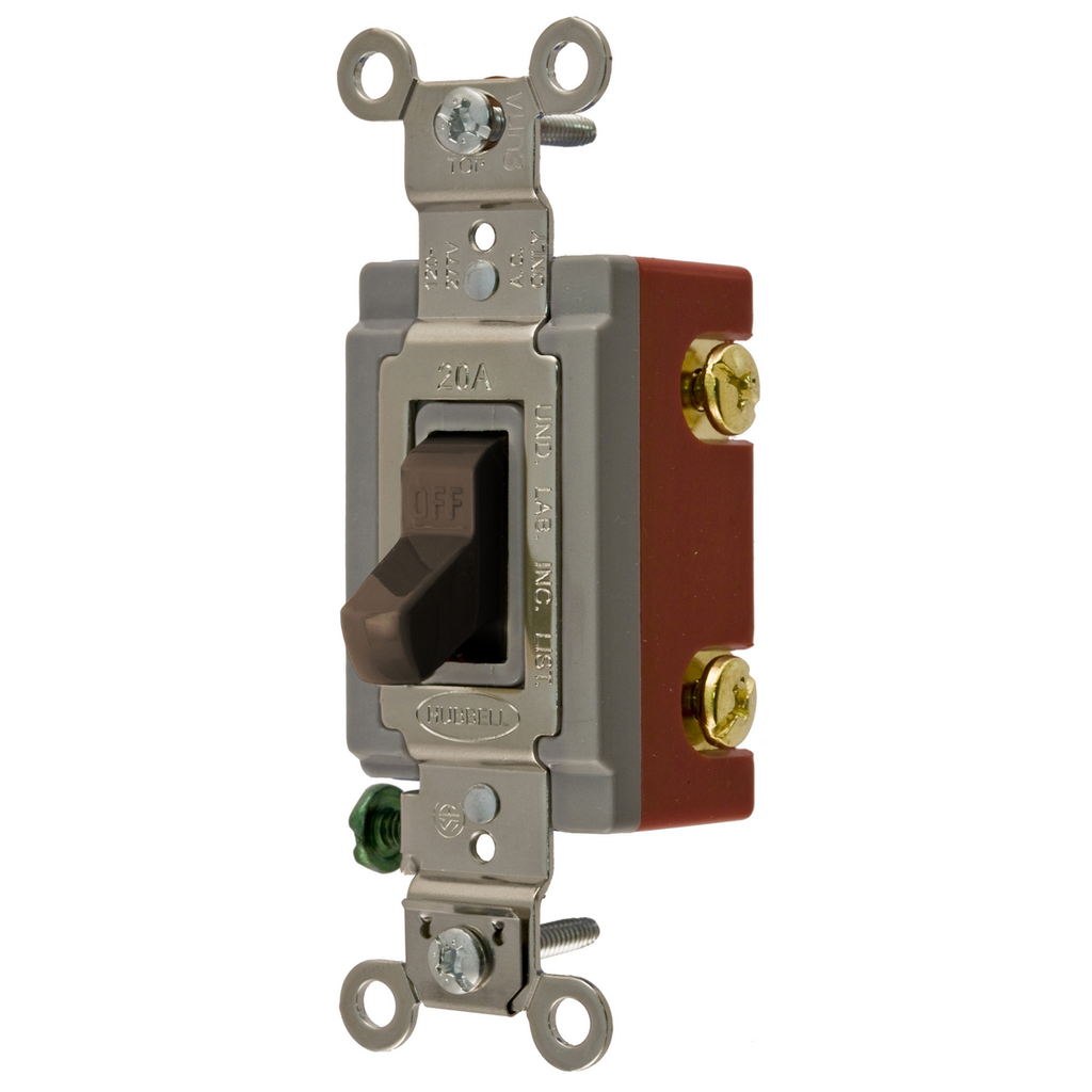 20 Amp 120/277 VAC 2-Pole Brown Toggle Switch