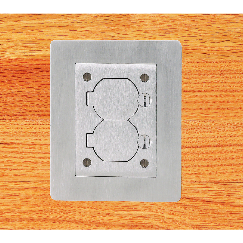 1-Gang Flat Flange with Grounding Wire, Rectangular, 6.00" X 4.85", Brushed Aluminum