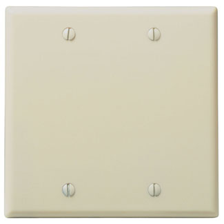2-Gang Blank Wallplate Standard Size, Thermoset, Ivory