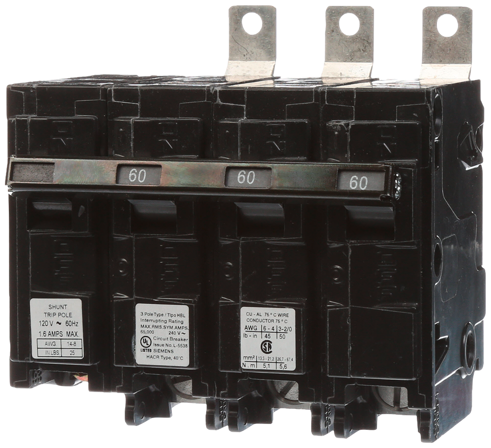 BREAKER 60A 3P 240V 65K HBL 120V SHUNT
