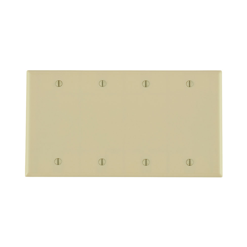 4-Gang Blank Wallplate, Standard Size, Thermoset, Ivory
