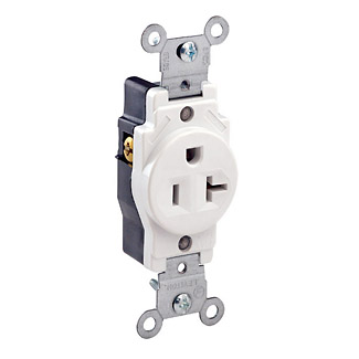 20 Amp Single Receptacle/Outlet, Commercial Grade, Self-Grounding