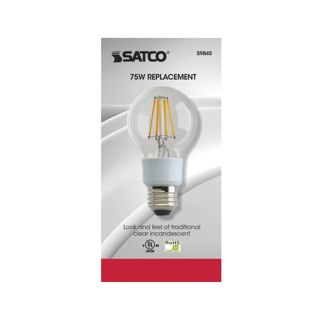 9 Watt A19 LED; Clear; Medium base; 2700K; 1100 Lumens; 120 Volt