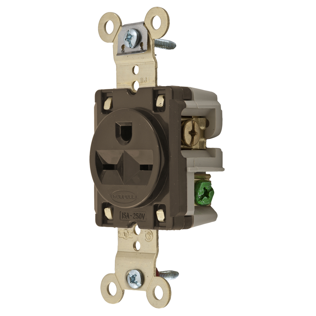 15A Single Receptacle Industrial Grade 50V 6-15R, Brown