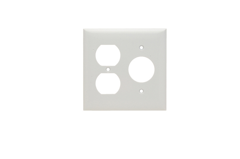 2-Gang Thermoset Wall Plate, 1 Single Receptacle, 1 Duplex Receptacle, White