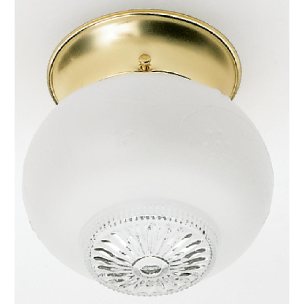 1 Light - 6" Flush Clear Bottom Glass - Polished Brass Finish