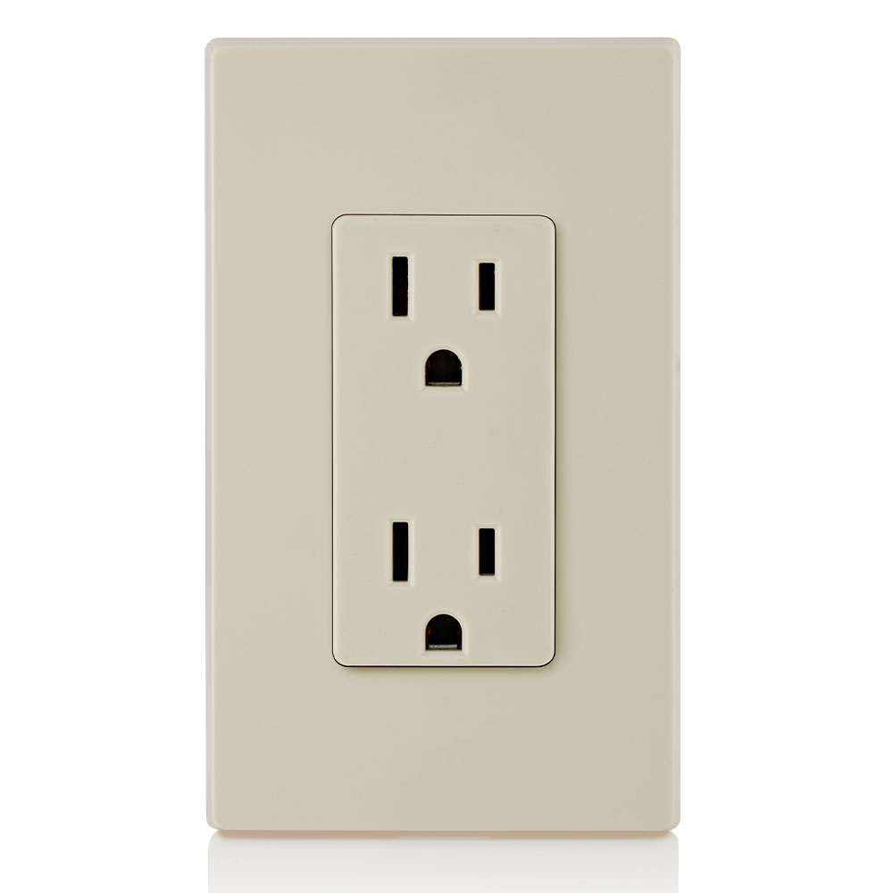 15 Amp Duplex Outlet/Receptacle, Self-Grounding, Light Almond