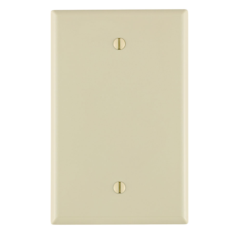 1-Gang Blank Wallplate, Midway Size, Thermoplastic Nylon, Light Almond