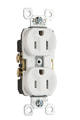 15A 125V Commercial Grade Tamper-Resistant Duplex Receptacle, White