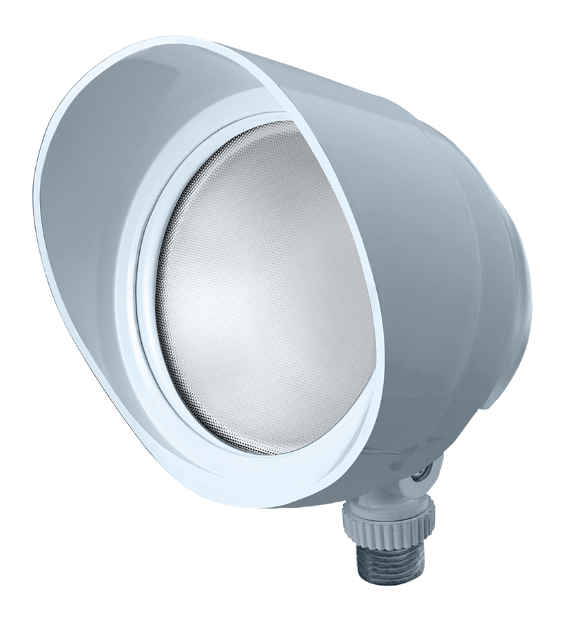 BULLET FLOOD 12W WARM LED 120V W/ HOOD & LENS WHITE