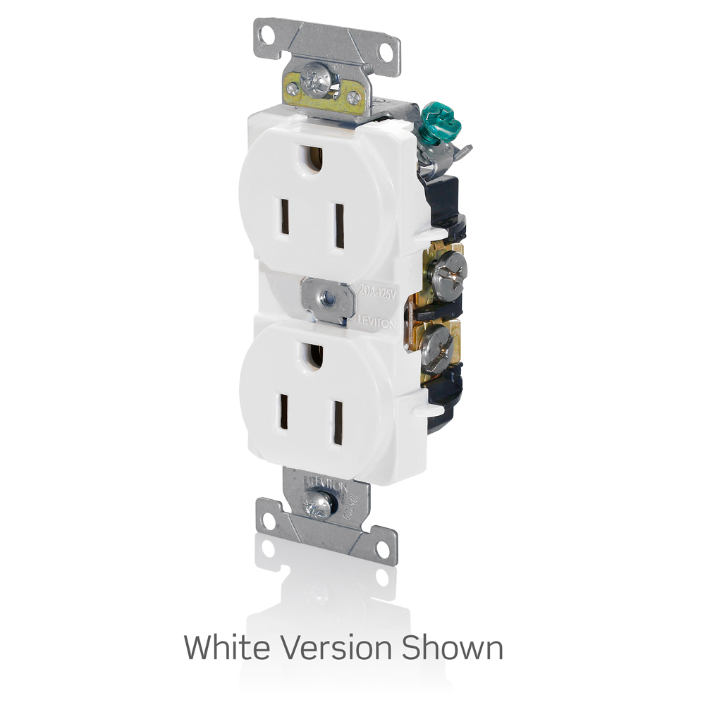 15 Amp Duplex Receptacle/Outlet, Industrial Grade, Self-Grounding