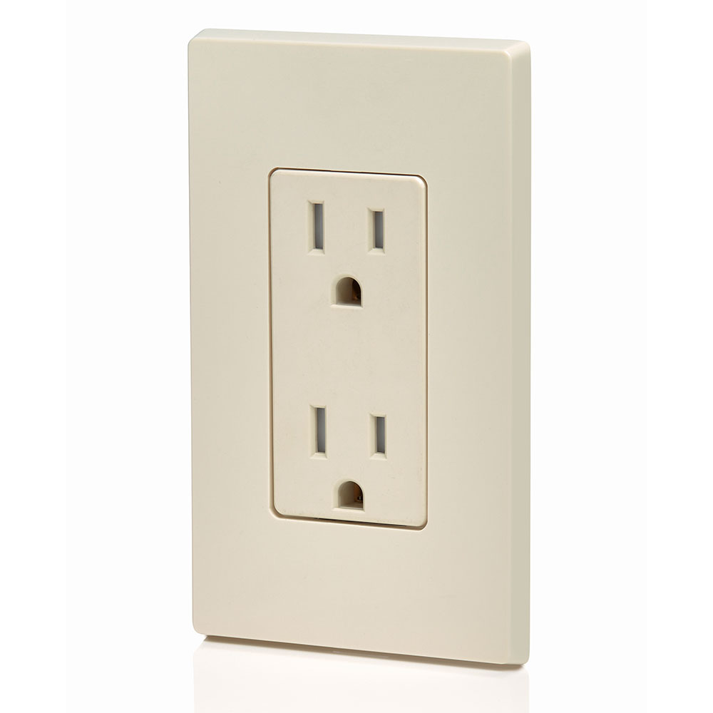 15 Amp Decora Tamper-Resistant Duplex Outlet/Receptacle, Self-Grounding, Light Almond