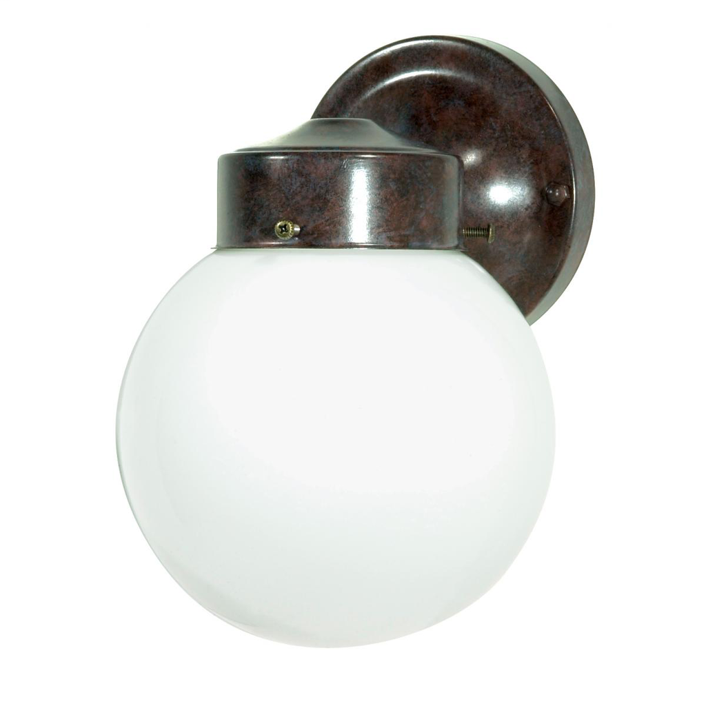 1 Light - 6" Outdoor Wall with White Globe - Old Bronze Finish