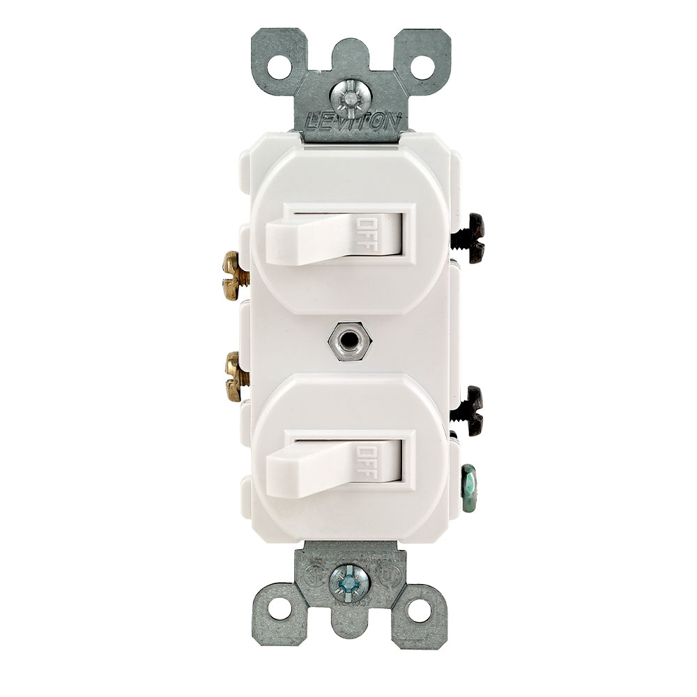 15 Amp, 120/277 Volt, Duplex Style Single-Pole / Single-Pole Combination Switch, White