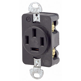 20 Amp, 120/208 Volt, Straight Blade Flush Mount Receptacle, Industrial Grade