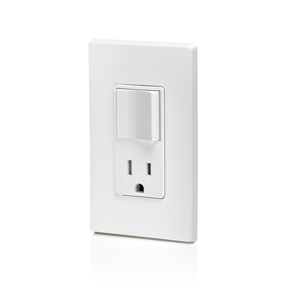 15 Amp Decora Single-Pole Switch, Outlet/Receptacle, Combination Device, Grounding, White