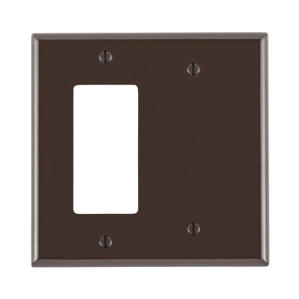 2-Gang 1-Blank 1-Decora/GFCI Combination, Midway Size, Thermoset, Brown