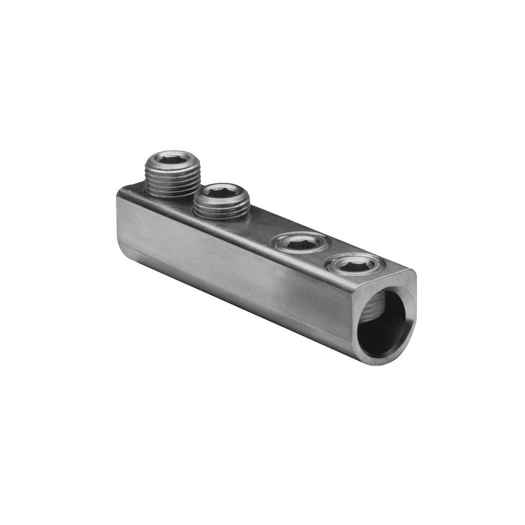 Aluminum Mechanical Splice, 750-250 kcmil, 15/16" Screw Dia, 4 Screws, 1/2" Hex Size, Al/Cu Rated, Tin Plated