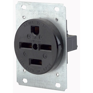 30 Amp, 250 Volt, Flush Mount Receptacle, Straight Blade, Industrial Grade