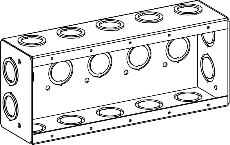 2-1/2" DEEP, 5-GANG MASONRY BOX WITH CKO