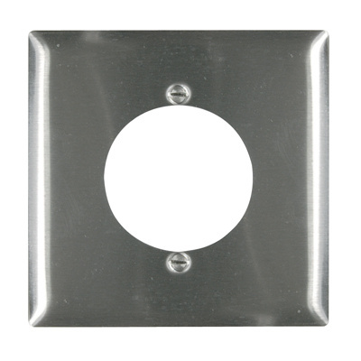 2-Gang 302/304 Stainless Steel Wall Plate, Power Outlet Receptacle 2.1563-in Diameter Opening