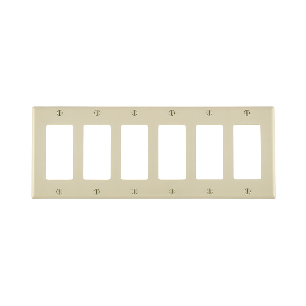 6-Gang Decora/GFCI Device Wallplate, Standard Size, Thermoset, Light Almond
