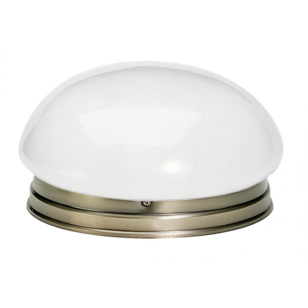 2 Light - 12" Flush Large with White Glass - Antique Brass Finish