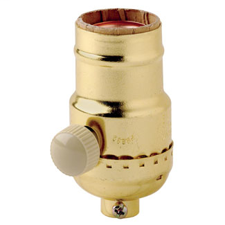 150W, 120 Volt AC 60Hz, Single-Pole, Metal Shell Full Range Electro-Mechanical Incandescent Lampholder Socket Dimmer, - Brass