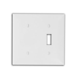 2-Gang Wallplate, 1-Toggle 1-Blank, Standard Size, Thermoplastic Nylon, Gray