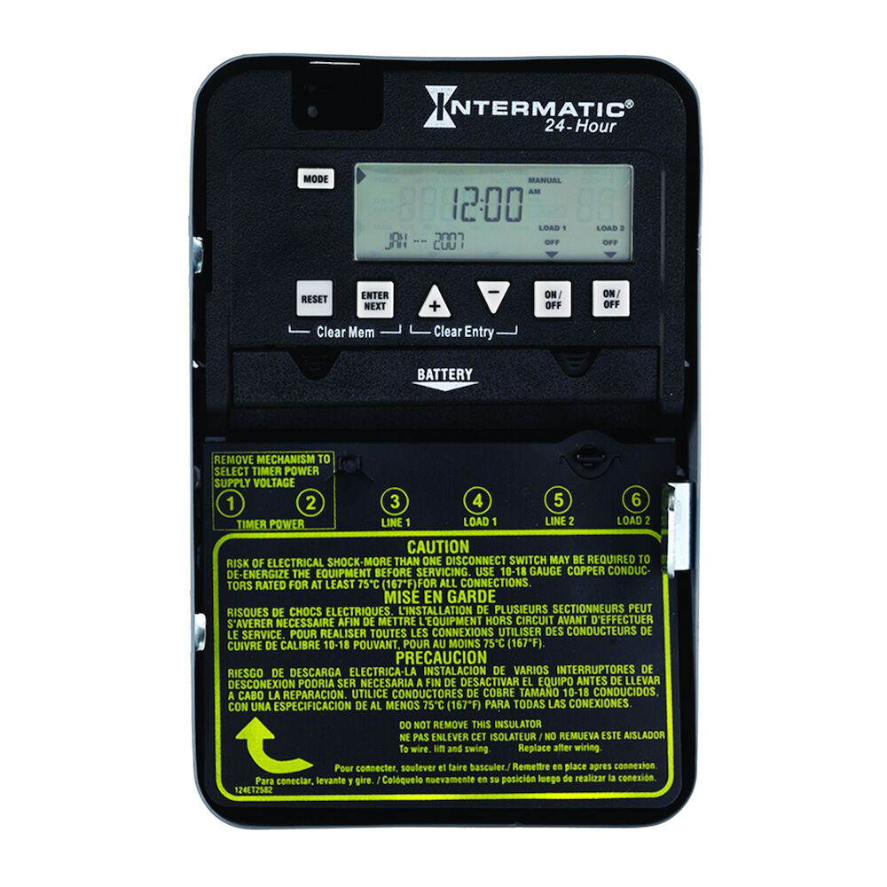 24-Hour 2-Circuit Electronic Control, 120-277 VAC, 2-SPST, Indoor Metal Enclosure