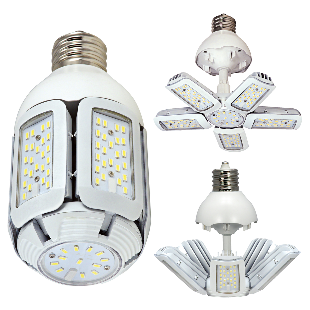 75 Watt LED HID Replacement; 5000K; Mogul Extended base; Adjustable beam angle; 100-277 Volt