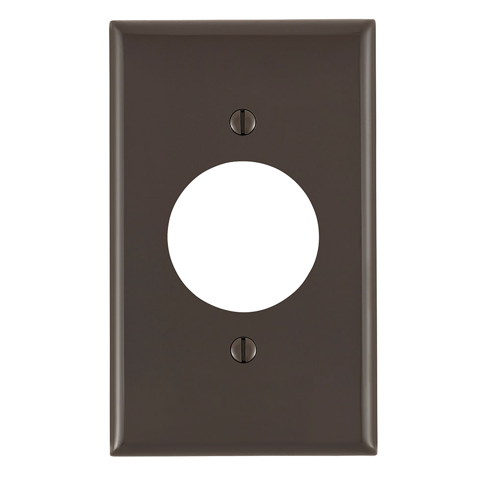 1-Gang 1.60 Inch Hole Outlet/Receptacle Wallplate, Standard Size, Thermoplastic Nylon, Brown