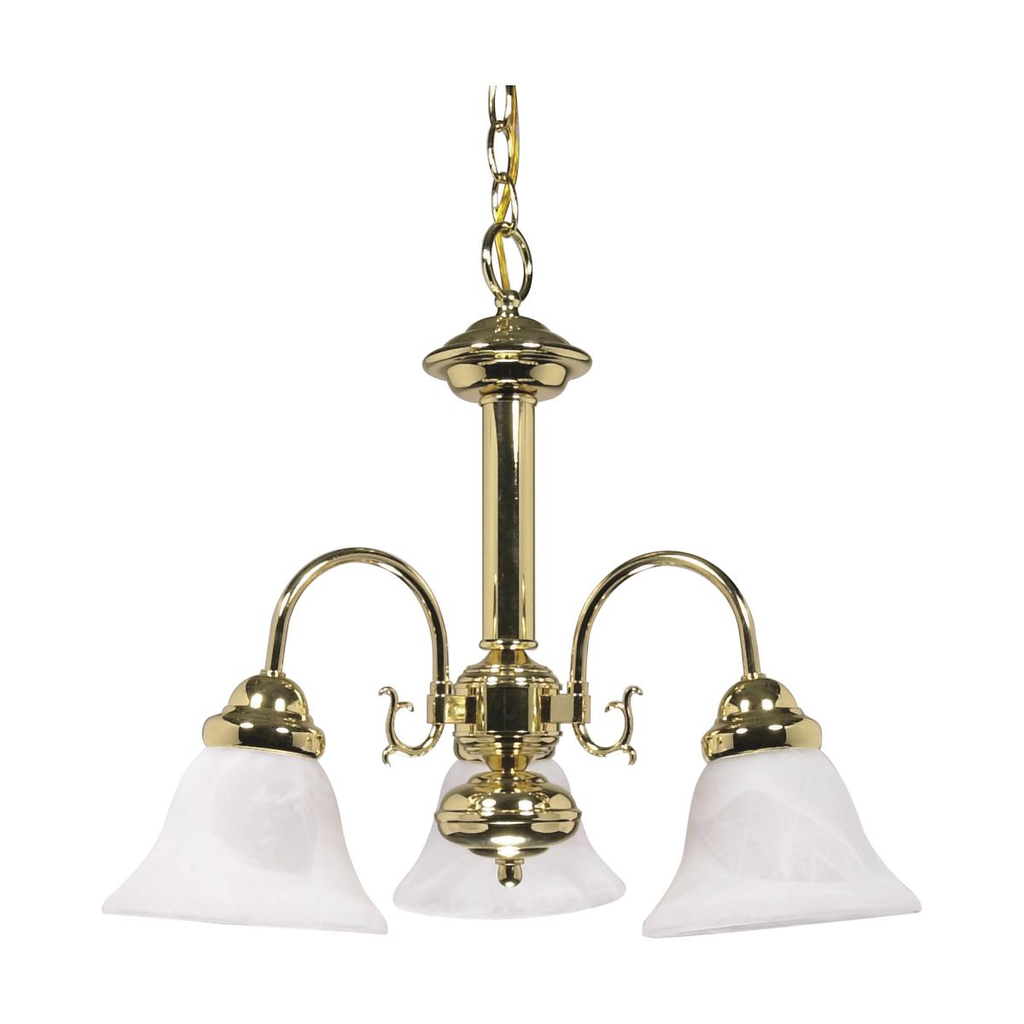 Ballerina - 3 Light Chandelier with Alabaster Glass - Polished Brass Finish