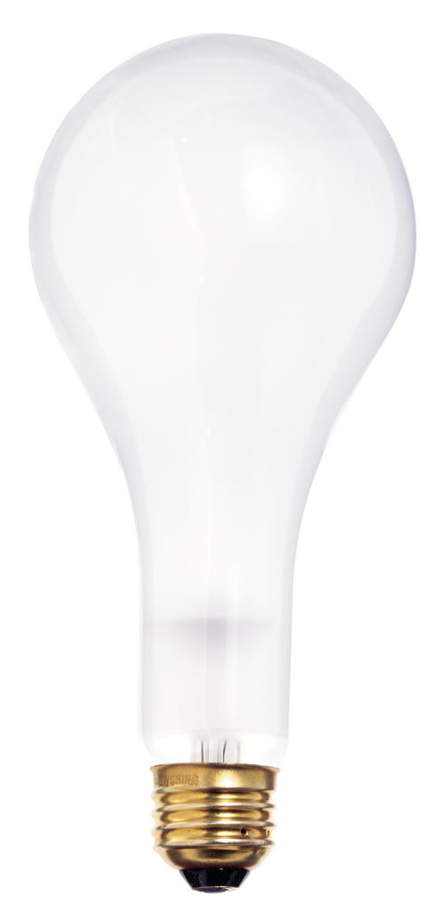 300 Watt PS25 Incandescent; Frost; 5000 Average rated hours; 3600 Lumens; Medium base; 130 Volt