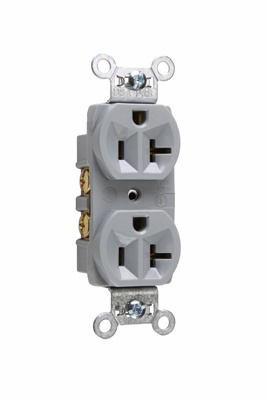 20A 125V Commercial Spec-Grade Duplex Receptacle, Side Wire, Gray