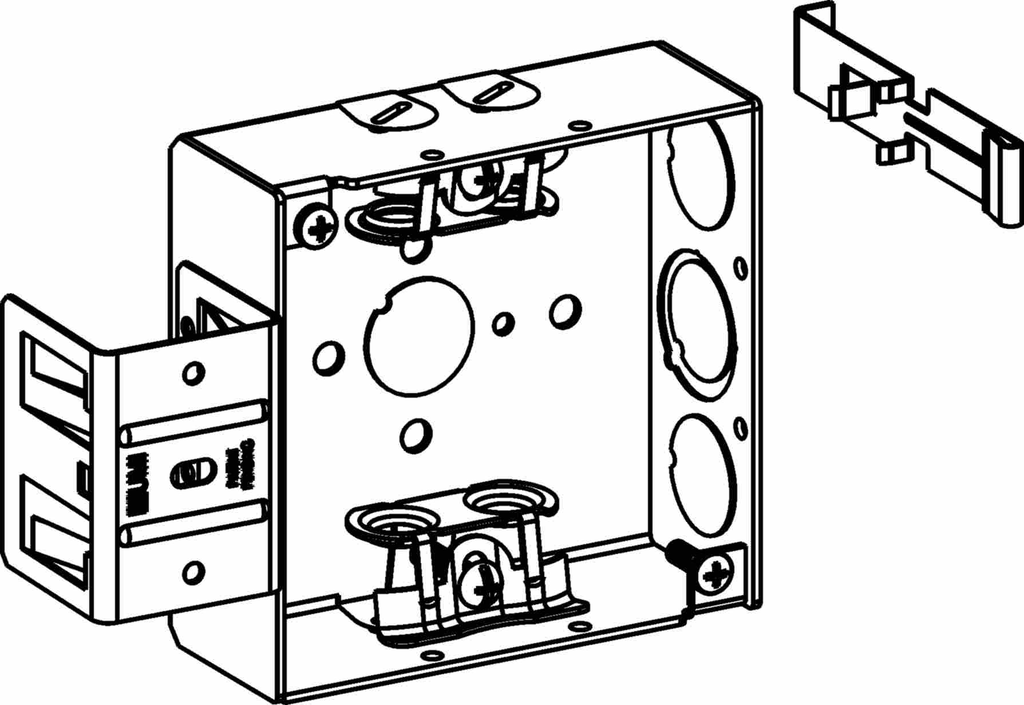 1-1/2" DEEP, 4" SQUARE (4S) BOX WELDED WITH MC CLAMPS & MS BRACKET