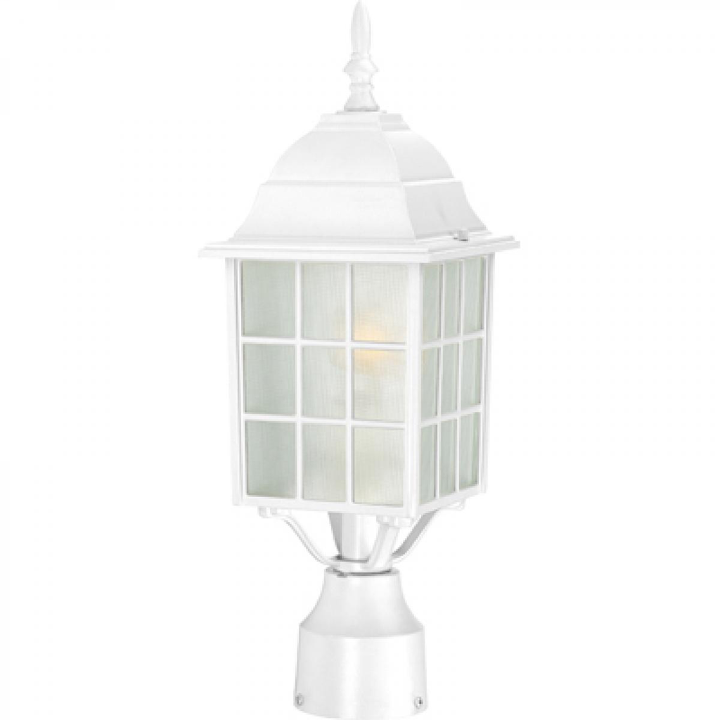 Adams - 1 Light 17" Post Lantern with Frosted Glass - White Finish