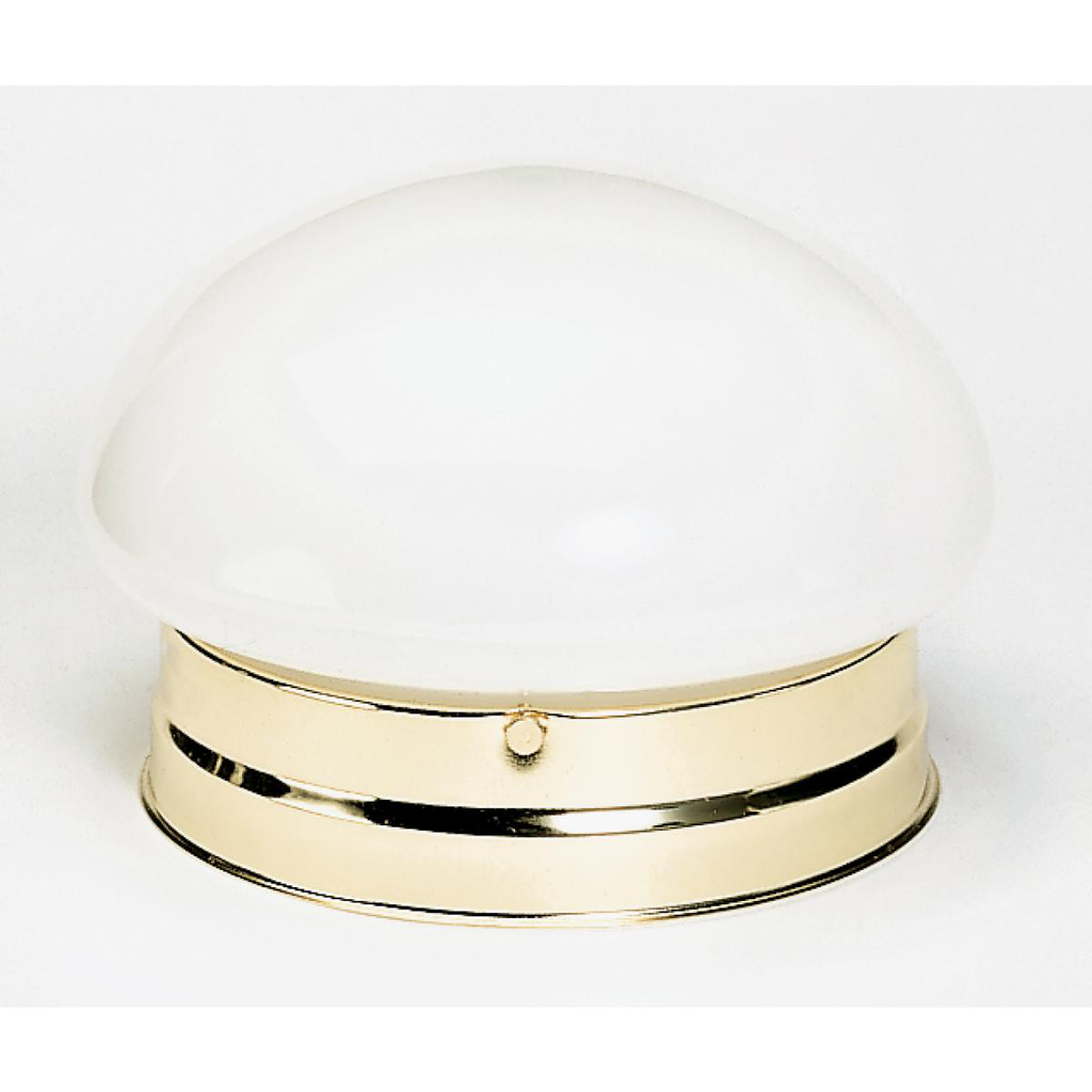 2 Light - 10" Flush with White Glass - Polished Brass Finish