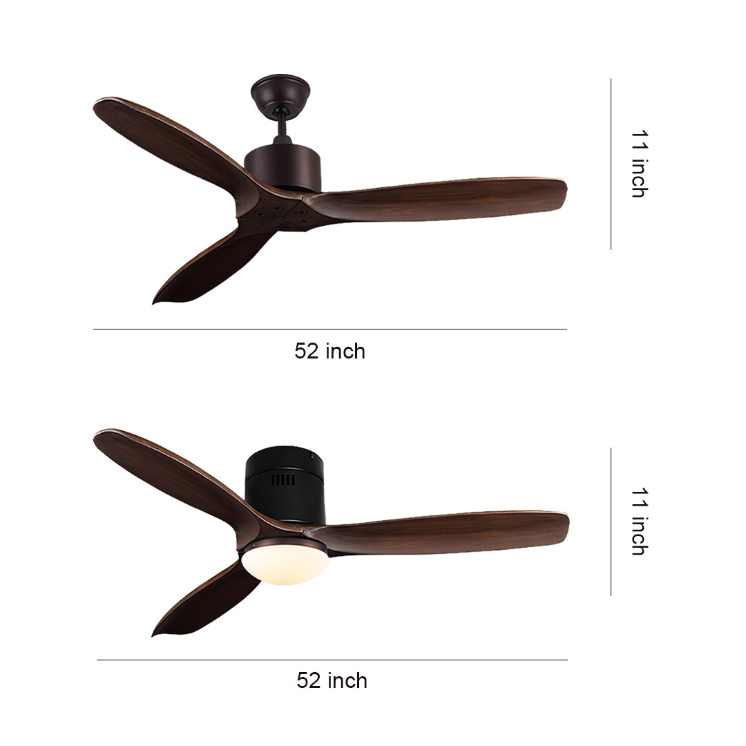 Wood Ceiling Fans with Light Modern 3-Blade Fandelier Ceiling Fans