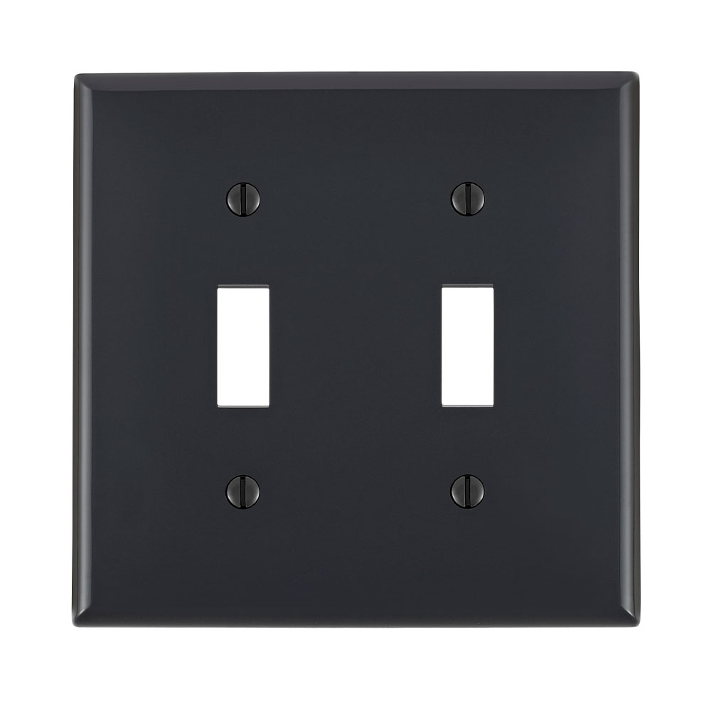 2-Gang Toggle Switch Wallplate, Standard Size, Thermoplastic Nylon, Black