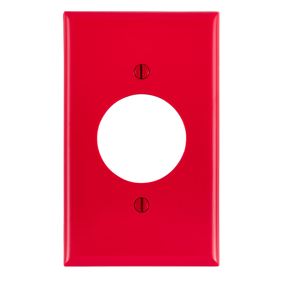 1-Gang 1.60 Inch Hole Outlet/Receptacle Wallplate, Standard Size, Thermoplastic Nylon, Red