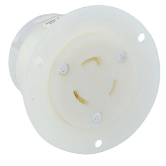 20 Amp, 125 Volt, Flanged Inlet Locking Receptacle, Industrial Grade